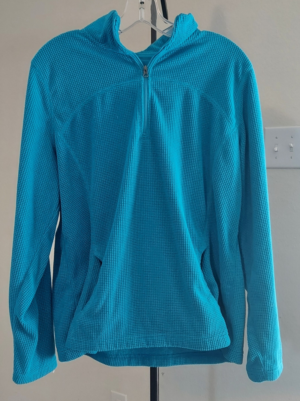 tek gear Waffle Quarter-Zip Pullover Hoodie in Teal - Picture 1 of 3